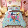 thumbnail image 1 of Castle Fairy Baseball Ice Cream King Size Comforter Sets 3pcs, Graffiti Splash Comforters King Size, Blue Pink Teal,1 Comforter and 2 Pillowcases, 1 of 6