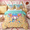 thumbnail image 1 of Castle Fairy Baseball Ice Cream Print Twin Bedding 7-Piece, Sport Theme Bedding Comforter Set, Teal Pink Yellow, 1 of 7