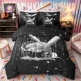 thumbnail image 1 of Castle Fairy Baseball Ice Cream Twin Bedding 7-Piece, Neon Blue Stripes Bedding Comforter Set, Black Gray,Black Reversible, 1 of 7