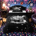 thumbnail image 1 of Castle Fairy Baseball Ice Cream Twin Comforter Sets 2pcs, Neon Blue Stripes Bedding Set, Black Gray,Black Reversible,1 Comforter and 1 Pillowcase, 1 of 6