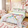 thumbnail image 1 of Castle Fairy Baseball Print Bed Sheets 4-Piece, Ice Cream Drip Full Size Sheets, Green Pink Blue,1 Fitted Sheet, 1 Flat Sheet and 2 Pillowcases, 1 of 6