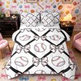 thumbnail image 1 of Castle Fairy Baseball Print Bow Twin Bedding 7-Piece, Minimalism Grid Bedding Comforter Set, Black White Red, 1 of 7