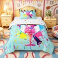 thumbnail image 1 of Castle Fairy Baseball Print Twin Comforter Sets 2pcs, Ice Cream Sundae Pattern Bedding Set, Pink Blue,1 Comforter and 1 Pillowcase, 1 of 6