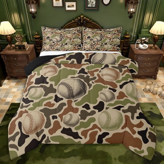 Castle Fairy Baseball Print Twin Comforter Sets,Sport Gamer Bedding Set