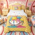 thumbnail image 1 of Castle Fairy Baseball Print Twin Duvet Cover, Pink Ice Cream Drip Twin Bedding, Blue Yellow Green,2pcs,1 Duvet Cover and 1 Pillowcase, 1 of 6