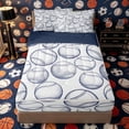 thumbnail image 1 of Castle Fairy Baseball Print Zipper Full Size Comforter Sets with Fitted Sheet and 2 Pillowcases, Sport Theme Zipper Bedding Set, White Navy,4pcs,Navy Blue Reversible, 1 of 6