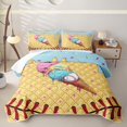 thumbnail image 1 of Castle Fairy Baseball Sport Quilt Full,Blue Ice Cream Drip Full Bedspread Sets,Brown Pink Yellow, 1 of 7