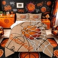 thumbnail image 1 of Castle Fairy Basketball Court Print Queen Comforter Set 3 Pieces, Sport Theme Comforter Sets Queen, Orange White Brown,1 Comforter and 2 Pillowcases, 1 of 6