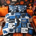 thumbnail image 1 of Castle Fairy Basketball Gamer Collage Queen Bedding 7pcs, Sport Geometric Grid Bedding Comforter Set Queen, Black Navy Blue,Black Reversible, 1 of 7