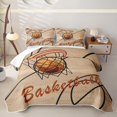 thumbnail image 1 of Castle Fairy Basketball Hoop Print Twin Quilt Set,Court Line Design Twin Coverlet Set,Brown Orange Black, 1 of 7