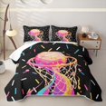thumbnail image 1 of Castle Fairy Basketball Ice Cream Quilt Full,Sport Theme Graffiti Splash Full Bedspread Sets,Black Pink, 1 of 7