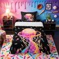 thumbnail image 1 of Castle Fairy Basketball Ice Cream Twin Sheets 3pcs, Sport Theme Graffiti Splash Bedding, Black Pink,1 Fitted Sheet, 1 Flat Sheet and 1 Pillowcase, 1 of 6