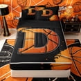 thumbnail image 1 of Castle Fairy Basketball Letter D Zipper Full Size Comforter Sets with Fitted Sheet and 2 Pillowcases, Sport Graffiti Splash Zipper Bedding Set, Black Orange,4pcs,Black Reversible, 1 of 6