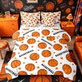 thumbnail image 1 of Castle Fairy Basketball Print Queen Bedding 7pcs, Stars Print Polka Dots Bedding Comforter Set Queen, Orange White, 1 of 7