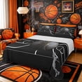 thumbnail image 1 of Castle Fairy Basketball Print Queen Sheets 4 Pieces, Court Pattern Queen Sheet Sets, Black Gold White,1 Fitted Sheet, 1 Flat Sheet and 2 Pillowcases, 1 of 6