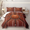 thumbnail image 1 of Castle Fairy Basketball Print Quilt Full,Leather Ball Pattern Full Bedspread Sets,Brown White Black, 1 of 7