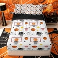 thumbnail image 1 of Castle Fairy Basketball Print Zipper Full Size Comforter Sets with Fitted Sheet and 2 Pillowcases, Sport Stars Print Zipper Bedding Set, White Orange Black,4pcs,Black Reversible, 1 of 6