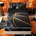 thumbnail image 1 of Castle Fairy Basketball Print Zipper Twin Comforter Sets with Fitted Sheet and 2 Pillowcases, Hoop Silhouette Pattern Zipper Bedding Set, Black Gold White,4-Piece,Black Reversible, 1 of 6