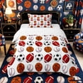 thumbnail image 1 of Castle Fairy Basketball Soccer Football Baseball Twin Comforter Sets 2pcs, Sport Ball Game Bedding Set, Multicolor White,1 Comforter and 1 Pillowcase, 1 of 6