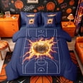 thumbnail image 1 of Castle Fairy Basketball Sport Twin Bedding 7-Piece, Sport Court Bedding Comforter Set, Navy Gold Orange,Navy Blue Reversible, 1 of 7