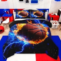 Castle Fairy Basketball Sport Twin Comforter Sets,Abstract Flame Lightning Bedding Set