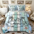 thumbnail image 1 of Castle Fairy Beach Camper Art Bedding Comforter Set 7 Pieces for Adults, Adventure Theme Full Bedding Set for Bedroom, Blue White,Grey Reversible, 1 of 7