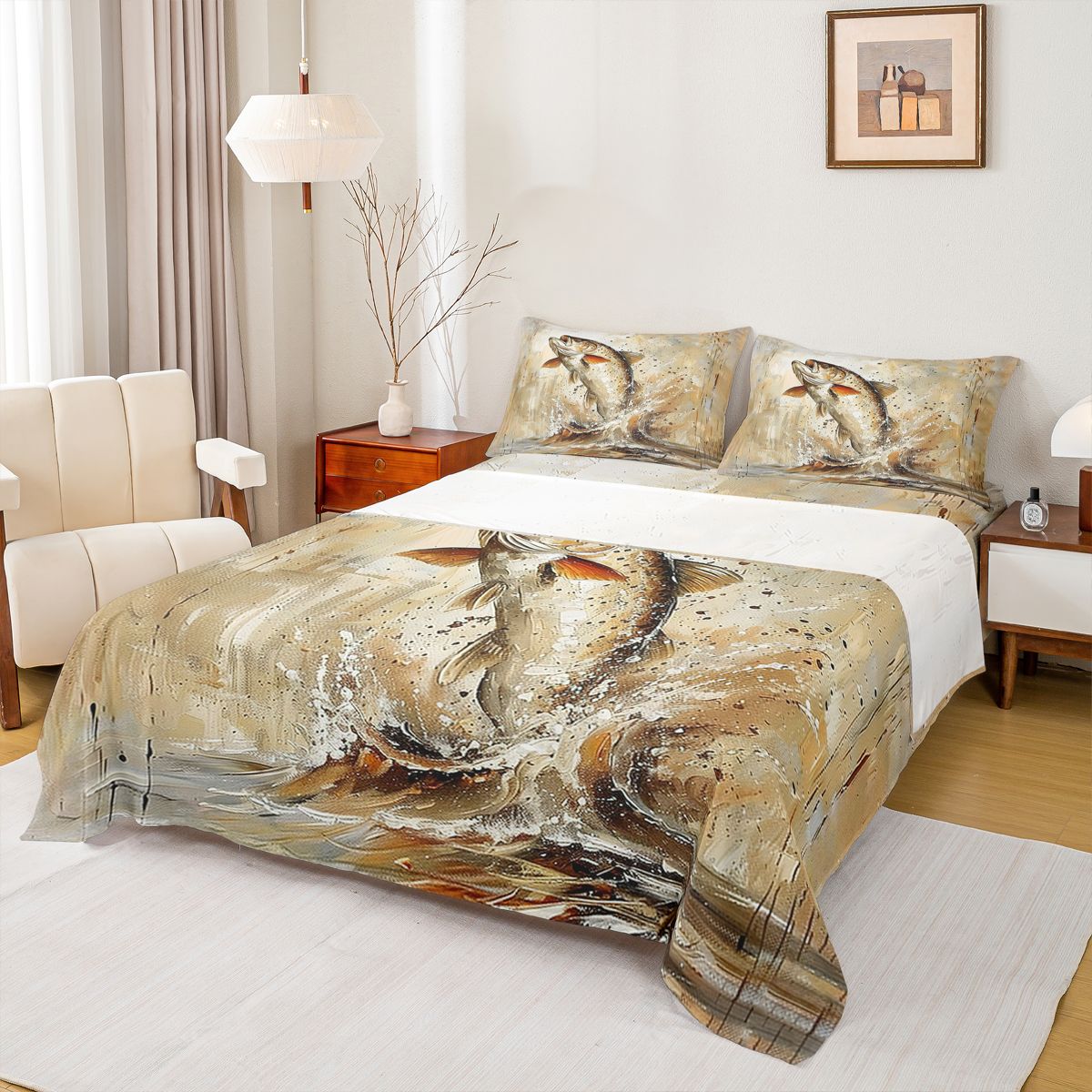Castle Fairy Big Bass Fish 4pcs Bed Sheets for Kids Teens Adults ...