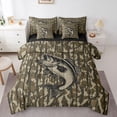 thumbnail image 1 of Castle Fairy Big Bass Fish Bedding Comforter Set,Vintage Camouflage Queen Bedding Sets, 1 of 8
