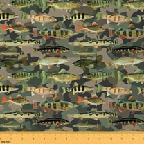 Castle Fairy Big Bass Fish Boy Fabric by the Yard 1 Yard,Abstract Camouflage Home Decor Fabric by the Yard,Fishing Hunting Room Decor Fabric by the Yard,Breathable Home Decor