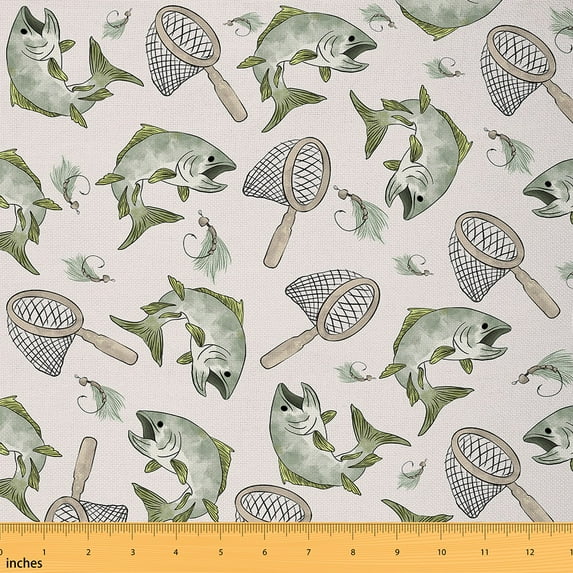 Castle Fairy Big Bass Fish Fabric by the Yard 1 YardFor Teenager,Fishing Hunting Home Decor Fabric by the Yard,Lake Life Room Decor Fabric by the Yard,Super Cozy Room Decor