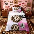 thumbnail image 1 of Castle Fairy Billiard Leopard Print Twin Sheets 3pcs, Diamond Pattern Bedding, Pink Black Brown,1 Fitted Sheet, 1 Flat Sheet and 1 Pillowcase, 1 of 6