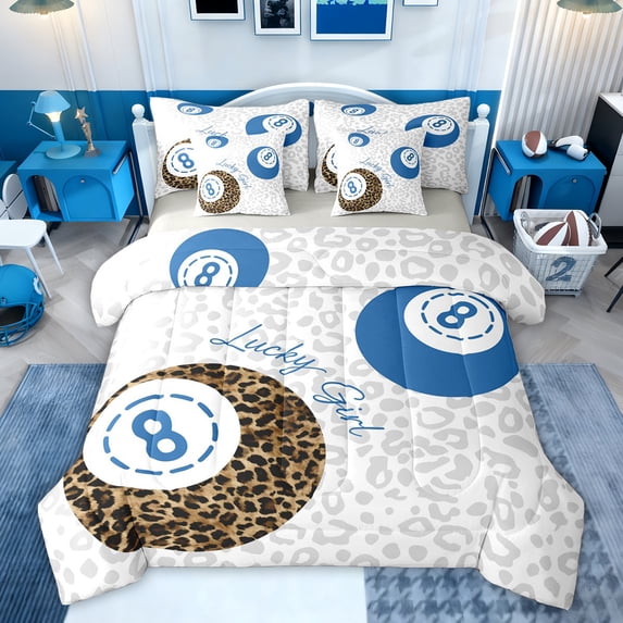 Castle Fairy Billiards Print Bedding Comforter Set,Snooker Sport Queen Bedding Sets
