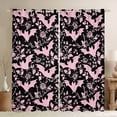 thumbnail image 1 of Castle Fairy Black Bats Black Out Curtains,Gothic Flower Curtains Pack of 2 (42x63 Each), 1 of 6
