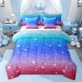 thumbnail image 1 of Castle Fairy Black Blue Glitter Print Bedding Comforter Set,Gradient Queen Bedding Sets, 1 of 8
