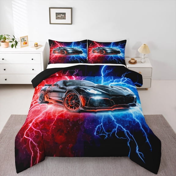 Castle Fairy Black Car Boy Twin Comforter Sets,Extreme Sport Bedding Set
