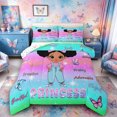 thumbnail image 1 of Castle Fairy Black Cartoon Girl Queen Comforter Set 3 Pieces,Dreamy Gradient Stars Print Comforter Sets Queen,Mint Green Peach Purple,1 Comforter and 2 Pillowcases, 1 of 6
