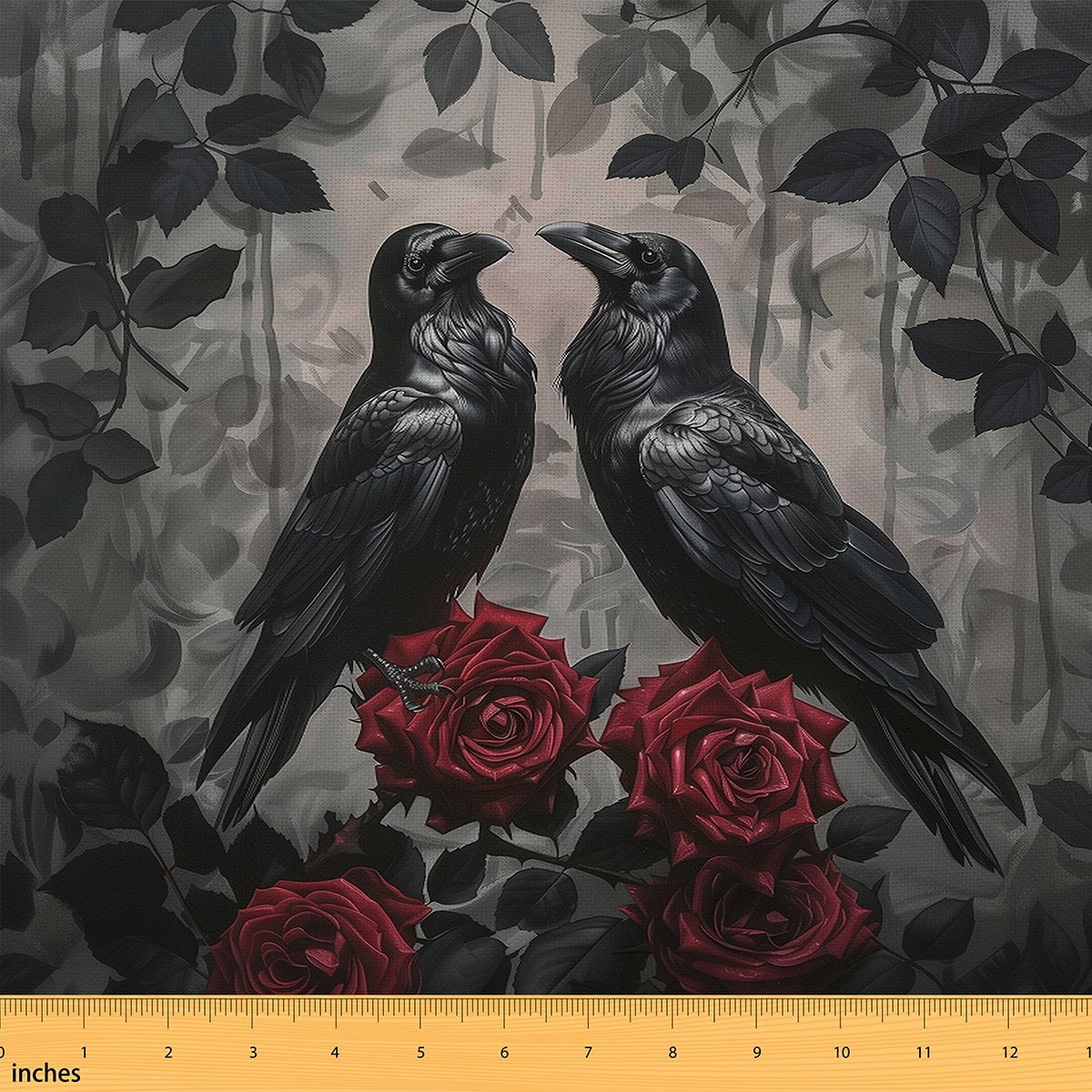 View of Castle Fairy Black Crow Fabric by the Yard 5 Yards for Teens,Flower ...