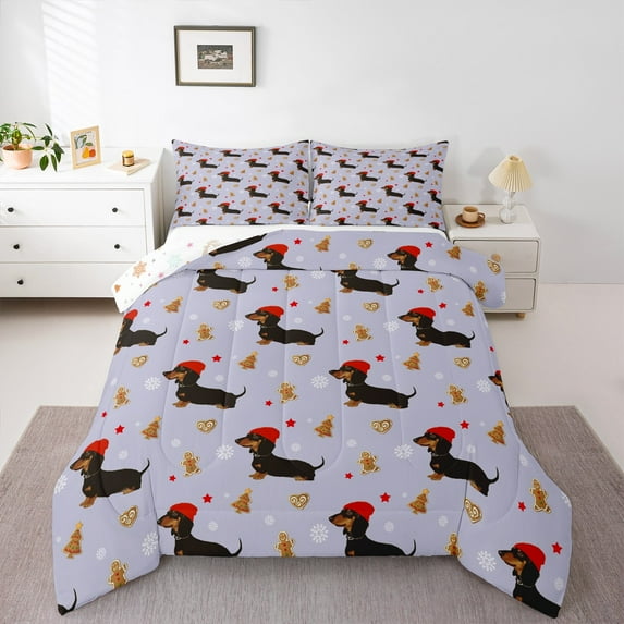 Castle Fairy Twin 2-Piece Black Dachshund Christmas Comforter Set