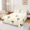 thumbnail image 1 of Castle Fairy Black Girl 4-Piece Full Size Sheets,Geometric Plaid Bed Sheets,Love Heart Print Lightweight Sheet Sets,Microfiber Bedroom Decor, 1 of 7