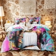 thumbnail image 1 of Castle Fairy Black Girl Bedding,Colorful Graffiti Splash Duvet Cover Full,Pink Turquoise,1 Duvet Cover and 2 Pillowcases, 1 of 6