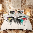 thumbnail image 1 of Castle Fairy Black Girl Duvet Cover King,Abstract Graffiti Splash King Bedding,Black Beige,Grey Reversible,1 Duvet Cover and 2 Pillowcases, 1 of 6