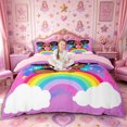 thumbnail image 1 of Castle Fairy Black Girl Duvet Cover King,Vibrant Rainbow Stars Print King Bedding,Magenta Black Gold,1 Duvet Cover and 2 Pillowcases, 1 of 6