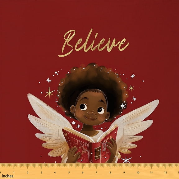 Castle Fairy Black Girl 3-Yard Cartoon Angel Brown Red Microfiber Girls’ Sewing Fabric