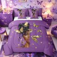 thumbnail image 1 of Castle Fairy Black Girl,Glod Butterfly King Bed in a Bag,Purple Brown Black, 1 of 7