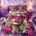 thumbnail image 1 of Castle Fairy Black Girl King Bedding 7pcs,Fruit Cherry King Bed in a Bag,Pink Black,Grey Reversible, 1 of 7