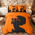 thumbnail image 1 of Castle Fairy Black Girl Twin Bedding 7-Piece,Orange Black Bedding Comforter Set,Grey Reversible, 1 of 7