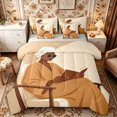 thumbnail image 1 of Castle Fairy Black Girl Twin Bedding 7-Piece,Reading Book Print Bedding Comforter Set,Beige,Grey Reversible, 1 of 7