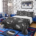 thumbnail image 1 of Castle Fairy Black Hockey Puck Print King Sheets 4pcs, Vintage Sports Pattern Bedding,1 Fitted Sheet, 1 Flat Sheet and 2 Pillowcases, 1 of 6