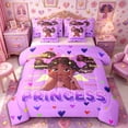 thumbnail image 1 of Castle Fairy Black Kawaii Princess Twin Bedding 7-Piece,Angel Bow Art Bedding Comforter Set,Purple,Pink Reversible, 1 of 7