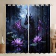 thumbnail image 1 of Castle Fairy Black Purple Dragon Black Out Curtains for Kids Children Teens,Chic Floral Lotus Curtains Pack of 2 (42x63 Each),Abstract Flower Animal Bedroom Curtains,Luxury Bedroom Decor, 1 of 6